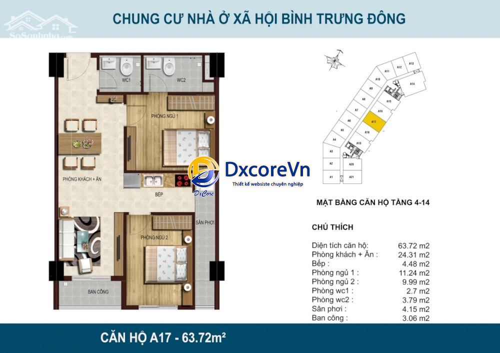 Blue Sky Tower tại trung tâm Q.2 giao nhà ở ngay, 52m2 2pn bán 1ty8